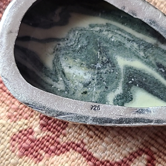 Green and white zebra jasper silver pendant - Picture 6 of 9